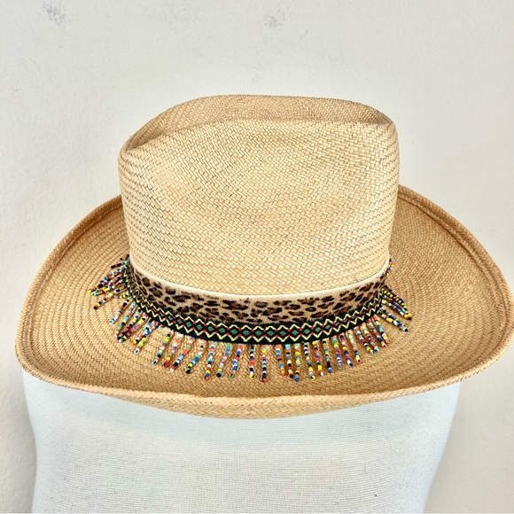 Vintage Cache Beaded & Embellished Straw Hat - Picture 5 of 8